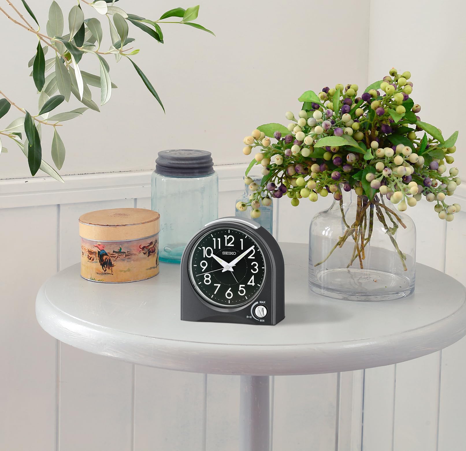 Amazon.com: SEIKO Maris Non Ticking Desk/Alarm Clock, Black : Home